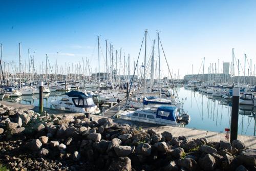a bunch of boats docked in a marina at Rooms at Haslar Marina in Gosport