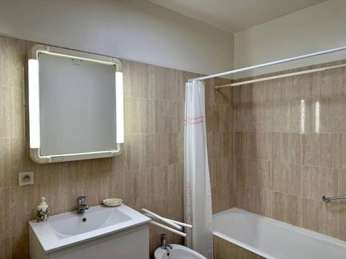 La salle de bains est pourvue d'un lavabo, de toilettes et d'une douche. dans l'établissement Nice Signature Carré d'Or, à Nice
