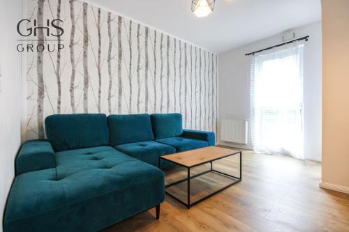 Zona d'estar a Apartament w budynku nad Wisłą, Barska 69