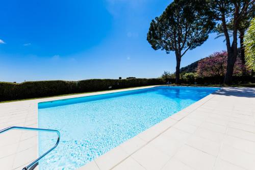 - une piscine dans une cour avec un arbre dans l'établissement LE CALIFORNIA 3 AP4366 By Riviera Holiday Homes, à Villefranche-sur-Mer