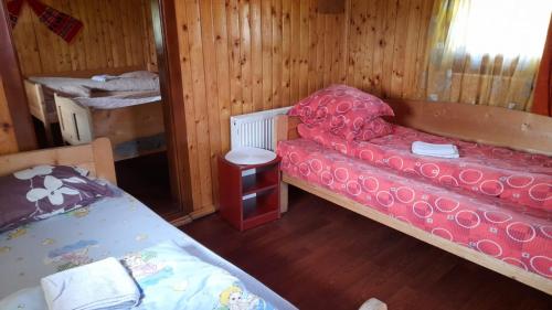 a room with a bed and a tub in a cabin at Cabana Ela&Mada in Gârda de Sus