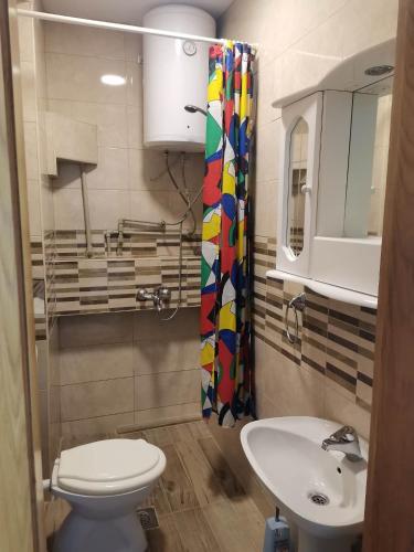a bathroom with a toilet and a sink at Vila Visni in Ohrid