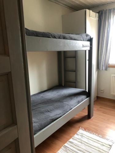 Litera en una habitación pequeña con litera en un dormitorio en Fjällgården Grövelsjön Vandrarhemsrum Salsfjället, en Idre