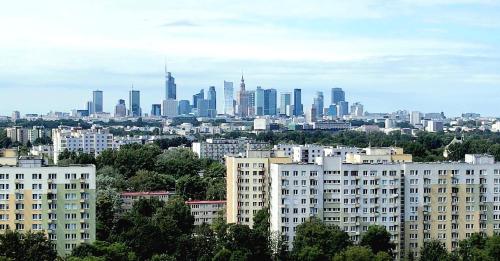 a view of a city with tall buildings at MP Rent- 48m, klimatyzacja, ogródek, parking, Jana Kazimierza, TravellerRevAwards2024 in Warsaw