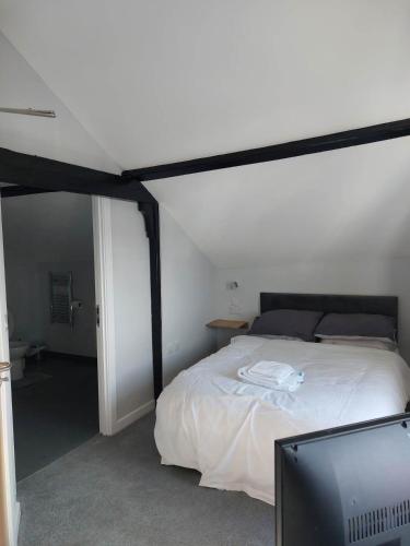 a bedroom with a bed and a tv in it at EBBERLEY ARMS in Barnstaple