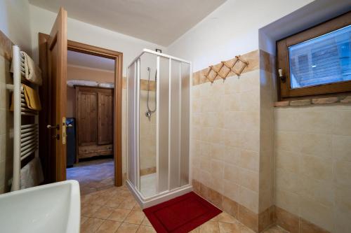 a bathroom with a shower and a bath tub at B&B Peter Pan in Gargnano