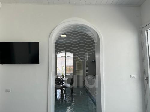 Μια τηλεόραση ή/και κέντρο ψυχαγωγίας στο Villa Blumarine e vasca jacuzzi By Cala Salento