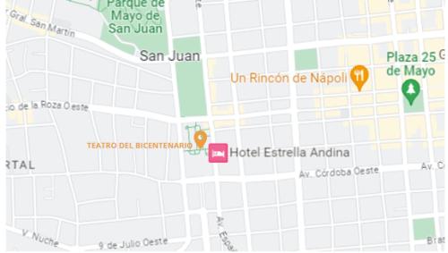 聖胡安的住宿－Hotel Estrella Andina，一张三法郎和桑塔安的地图