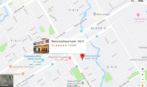 a map of the new bridgewater music center at Reina Boutique Hotel - G6 in Islamabad