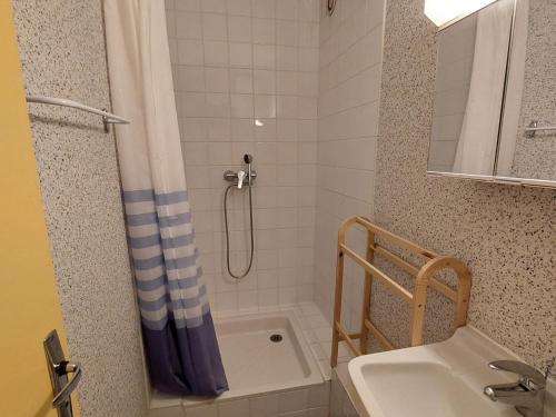 une salle de bain avec douche et lavabo dans l'établissement Appartement 37m² avec balcon, 500m centre village et pistes ski, parking privé - Autrans - FR-1-737-40, à Autrans