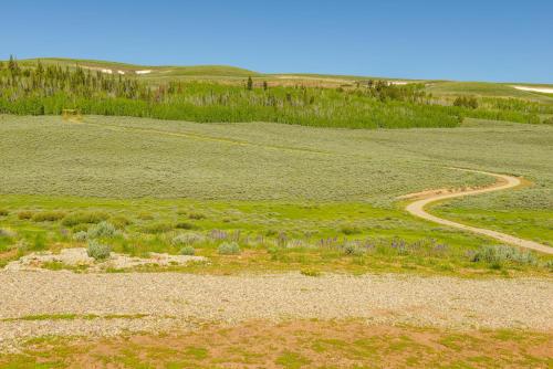 a dirt road in the middle of a field at Secluded Mountain Getaway in Wyoming Range! in Kemmerer