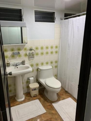 bagno con servizi igienici e lavandino di Apartamento bien equipado en el centro de la ciudad a Santo Domingo