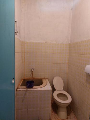 a bathroom with a toilet and a bath tub at Angso Duo Resort in Pariaman