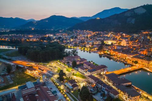 an aerial view of a city at night at SMART San Martino in Paratico