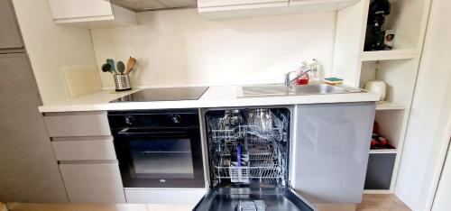 Un lave-vaisselle est disponible dans la cuisine. dans l'établissement Chez Dominique - Migrainier nouveau 2-4 pers Center Antibes with AC, à Antibes