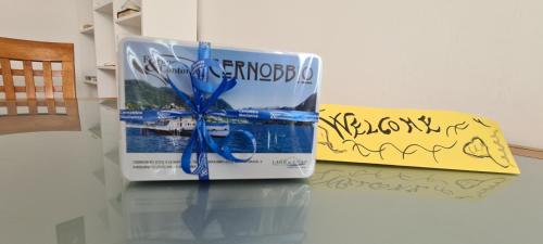 two boxes sitting on top of a table at Da Ersilia in Cernobbio