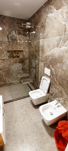a bathroom with a toilet and a sink at Selvia Apartament in Tirana