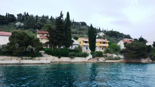 a group of houses on the shore of a body of water at Apartments Val's Ošljak in Preko