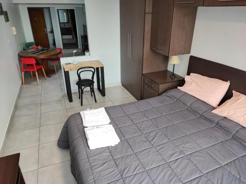 Cet appartement comprend une chambre avec un lit, une cuisine et une table. dans l'établissement Bonarda Mendoza, à Mendoza