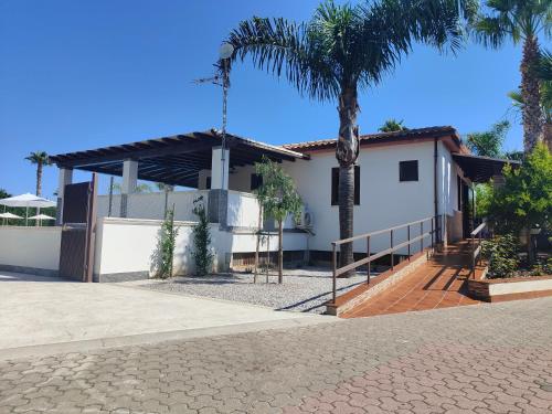 une maison avec un palmier en face dans l'établissement Residence Hydria, à Campofelice di Roccella
