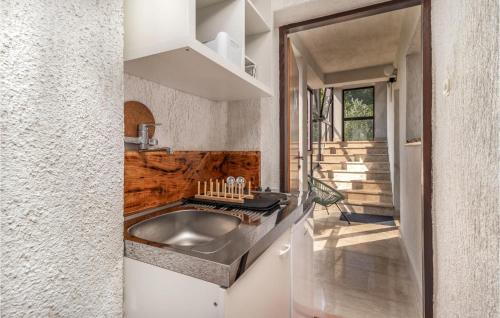 a kitchen with a sink and a counter at Nice Apartment In Rijeka With House Sea View in Rijeka