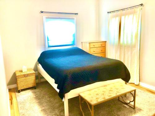 a bedroom with a large bed and a window at Homey 2 bedroom Apartment, Minutes from Everything! in Minneapolis