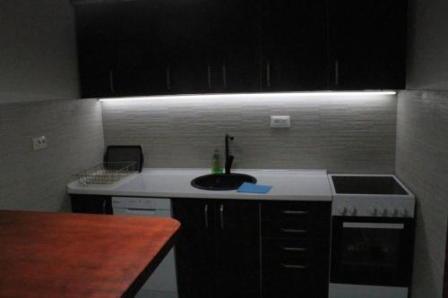 a kitchen with a sink and a stove at Villa Hedonic in Ulcinj