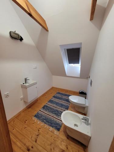 een badkamer met een toilet en een wastafel bij Dom we wsi - Wioska Mnicha in Knyszyn