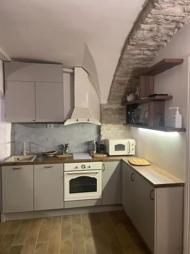 Kuchyň nebo kuchyňský kout v ubytování Historical & Modern Business Suite with Sauna @Kadriorg