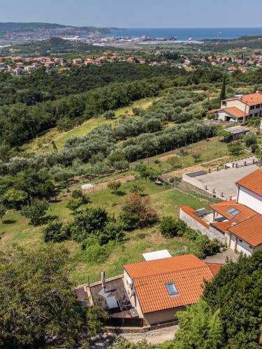 an aerial view of a house with orange roofs at Casa Badiha in Zgornje Škofije