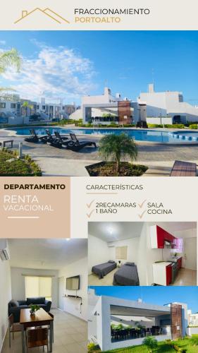 un collage de cuatro fotos de un edificio en Renta vacacional, en Playa del Carmen