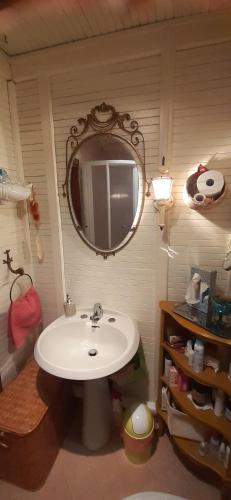 ein Bad mit einem Waschbecken und einem Spiegel in der Unterkunft laguna di venezia isola di s.erasmo in Venedig