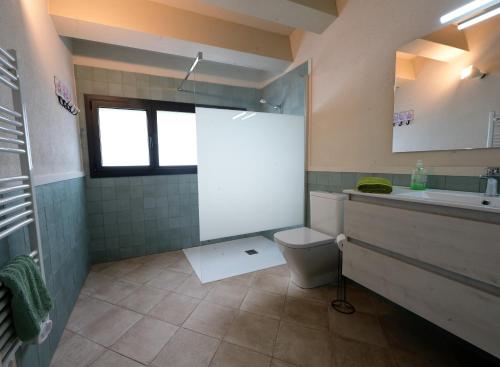 een badkamer met een toilet en een wastafel bij Casa de camp Les Tretes in Les Preses