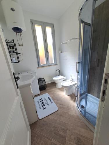 a bathroom with a shower and a sink and a toilet at Suite Da Gabry 2 in Olbia