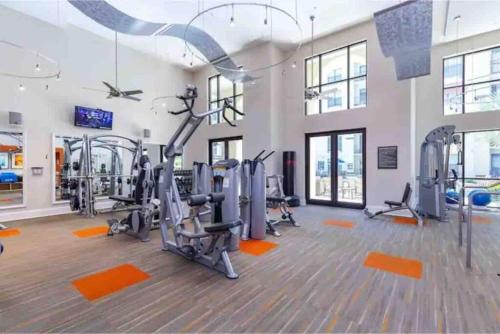 a gym with treadmills and elliptical machines at Blooming Journey in Tampa Bay! in Tampa