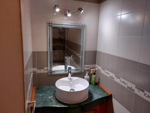 La salle de bains est pourvue d'un lavabo et d'un miroir. dans l'établissement Summersun Residence, à Grand Baie
