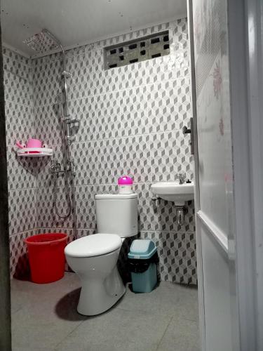 a bathroom with a toilet and a sink at NUANSA HOMESTAY Authentic&Hospitality in Rantepao