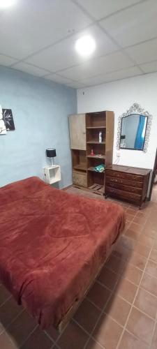 - une chambre avec un grand lit et une télévision à écran plat dans l'établissement Alojamiento Salvador, à San Salvador de Jujuy