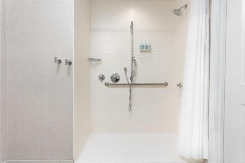 a shower in a bathroom with a shower curtain at Residence Inn Upper Marlboro Joint Base Andrews in Capitol Heights