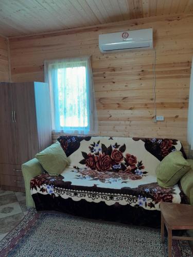 - un salon avec un canapé et une fenêtre dans l'établissement Riveside, à Martvili