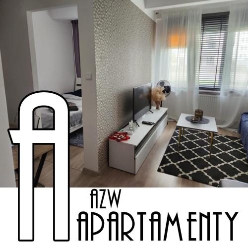 a living room with a tv and a room with a dog in it at Ridii mieszkanie wakacyjne 800m od plaży - Brzeźno - AZW Gdańsk in Gdańsk