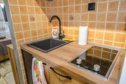 a kitchen with a sink and a counter top at SUNLIGHT in Ulcinj