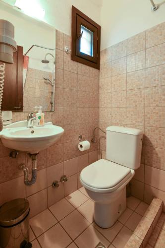 a bathroom with a toilet and a sink at Guesthouse Amanitis Caesarea in Skíti