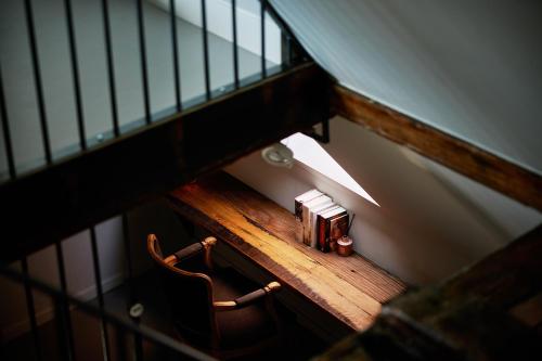 an overhead view of a staircase with a stair railing at Business Guesthouse in Groningen