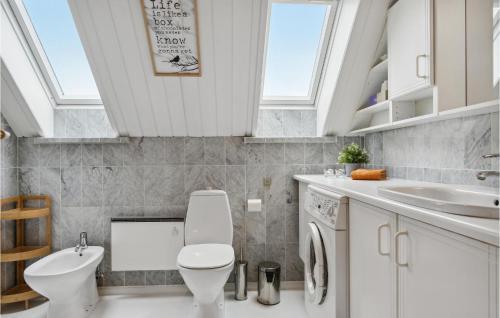 スケーエンにあるBeautiful Apartment In Skagen With Kitchenのバスルーム(トイレ、洗面台付)