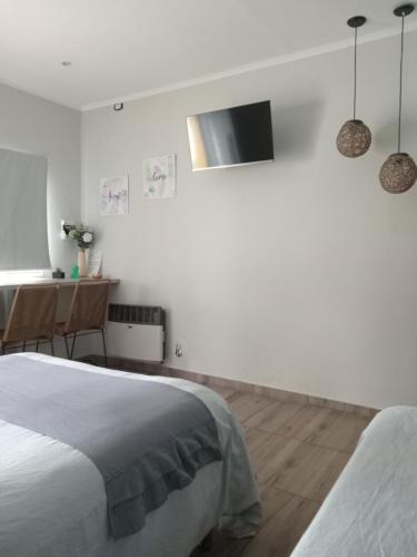 a bedroom with a bed and a tv on the wall at Departamentos pura vida 2 in General Roca
