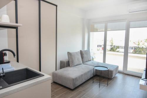 a living room with a couch and a table at Leon Luxury Apartments in Ohrid