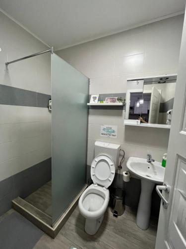 a bathroom with a toilet and a sink at Apartments IVI Gevgelija in Gevgelija