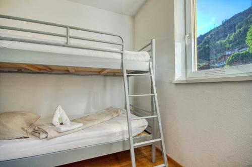 ツェル・アム・ゼーにあるApartment Leon - by Alpen Apartmentsの窓付きの客室で、二段ベッド1組(はしご付)が備わります。