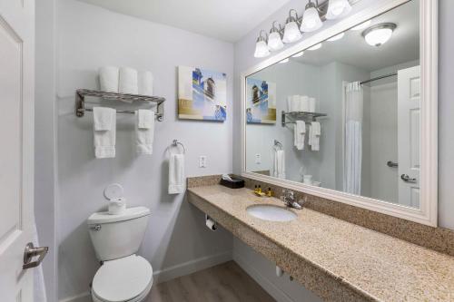 y baño con aseo, lavabo y espejo. en Best Western Plus MidAmerica Hotel, en Mascoutah